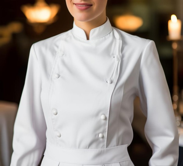 酒店餐饮服务员工作服,白色盘扣里的专业与温度 酒店餐饮服务员工作服,白色盘扣里的专业与温度